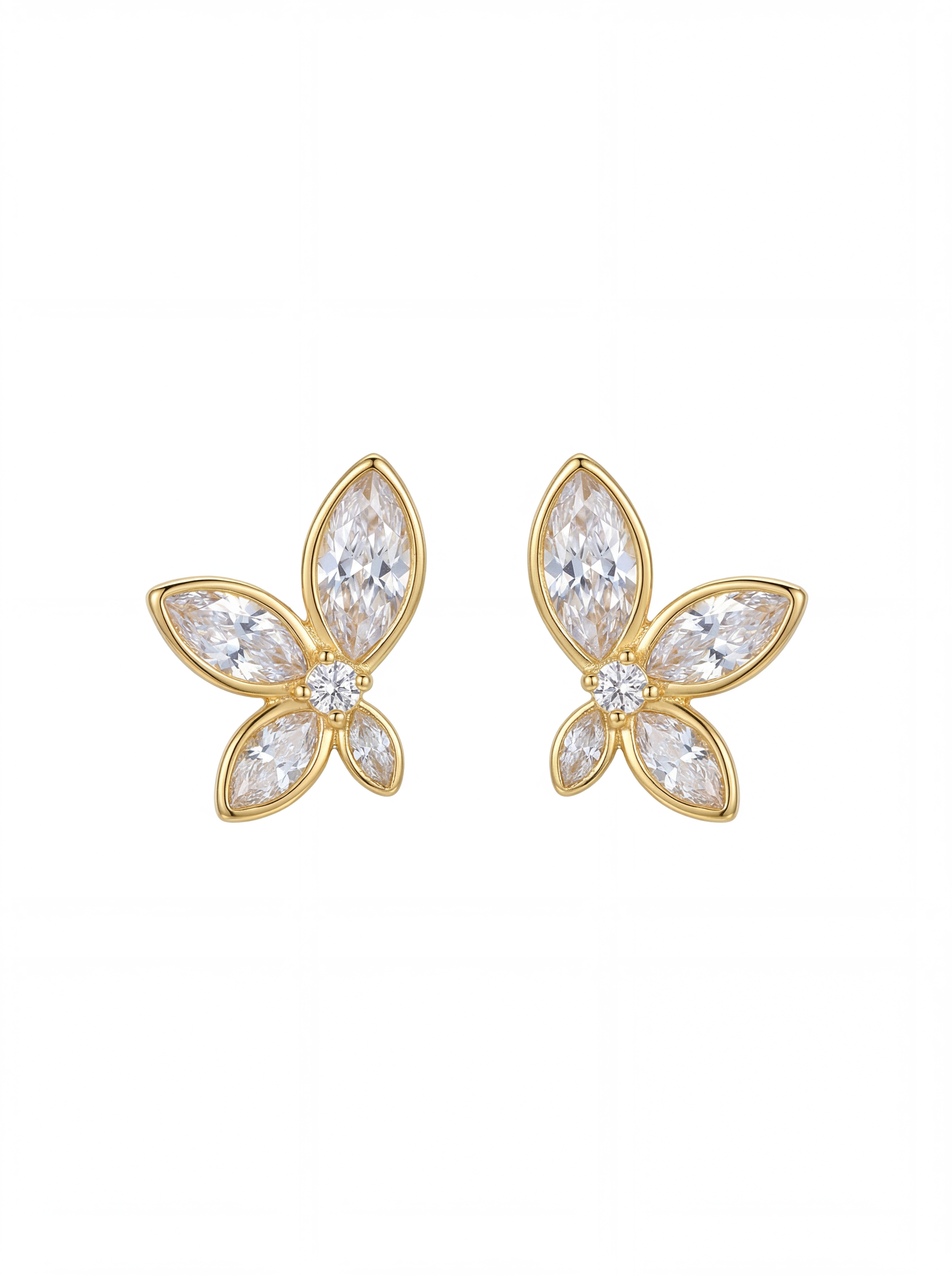 Floral Marquise Stone Stud Earrings