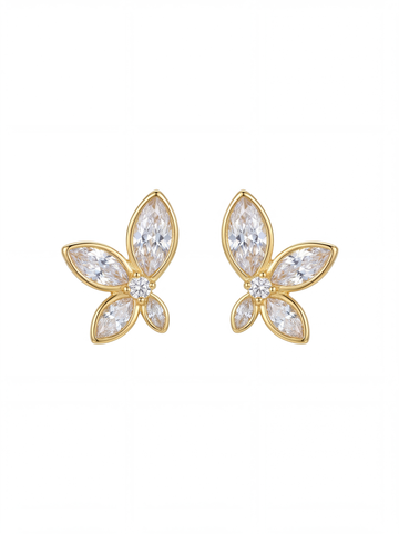 Floral Marquise Stone Stud Earrings