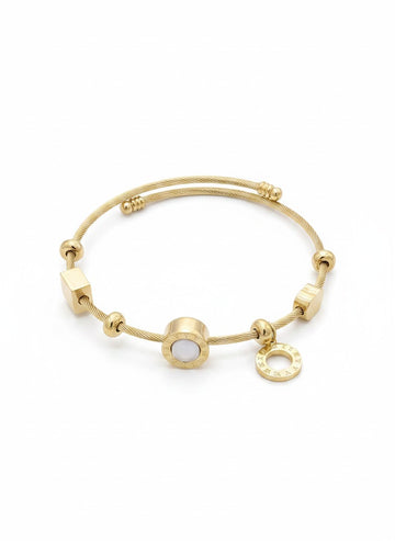 Charm Accent Beaded Gold Bracelet