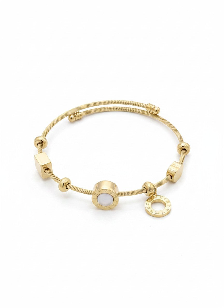 Charm Accent Beaded Gold Bracelet