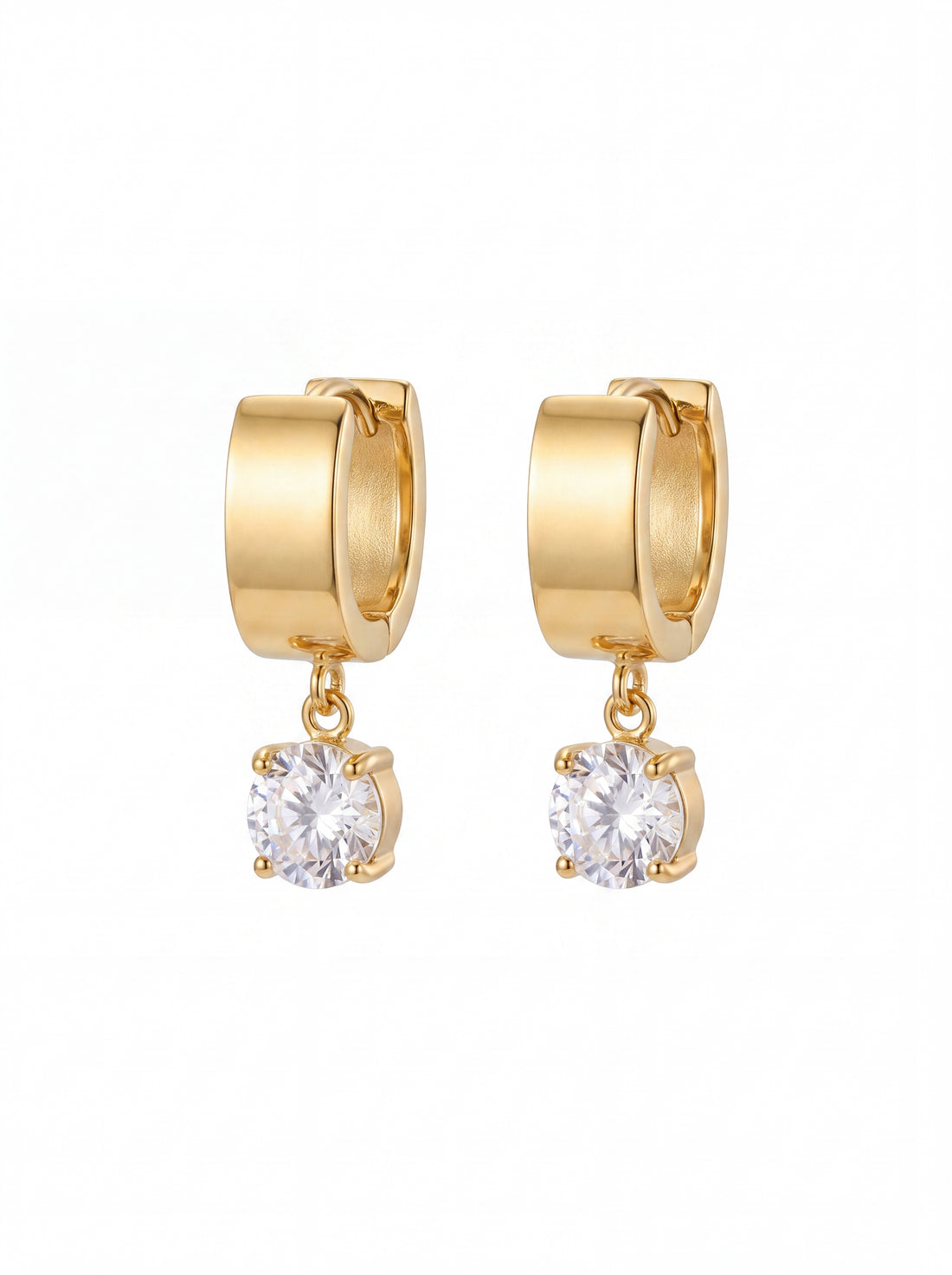 Classic Solitaire Drop Huggie Earrings