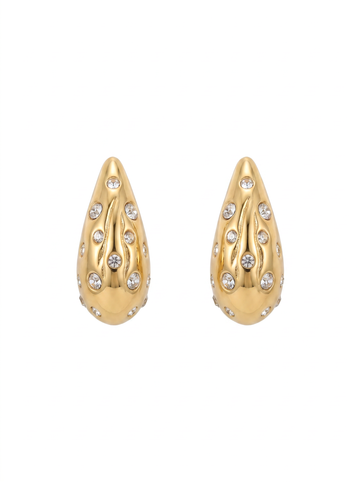 Textured Teardrop Pavé Stud Earrings