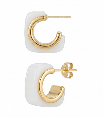 Modern Open Hoop Gold Stud Earrings
