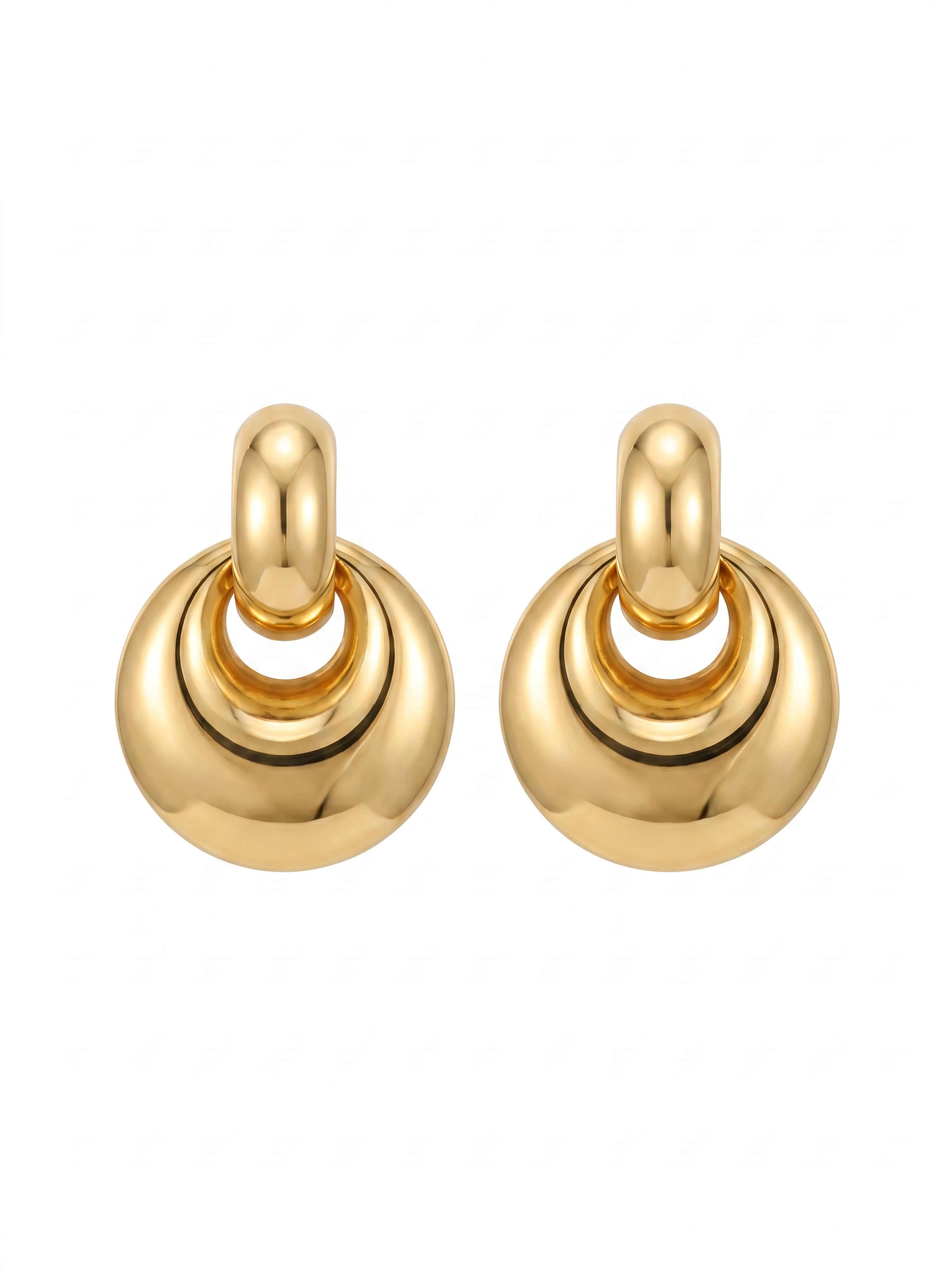 Sculptural Double Dome Drop Earrings