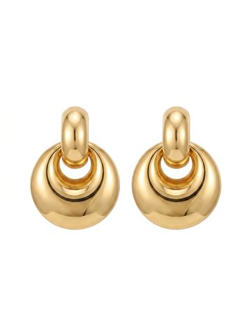 Sculptural Double Dome Drop Earrings