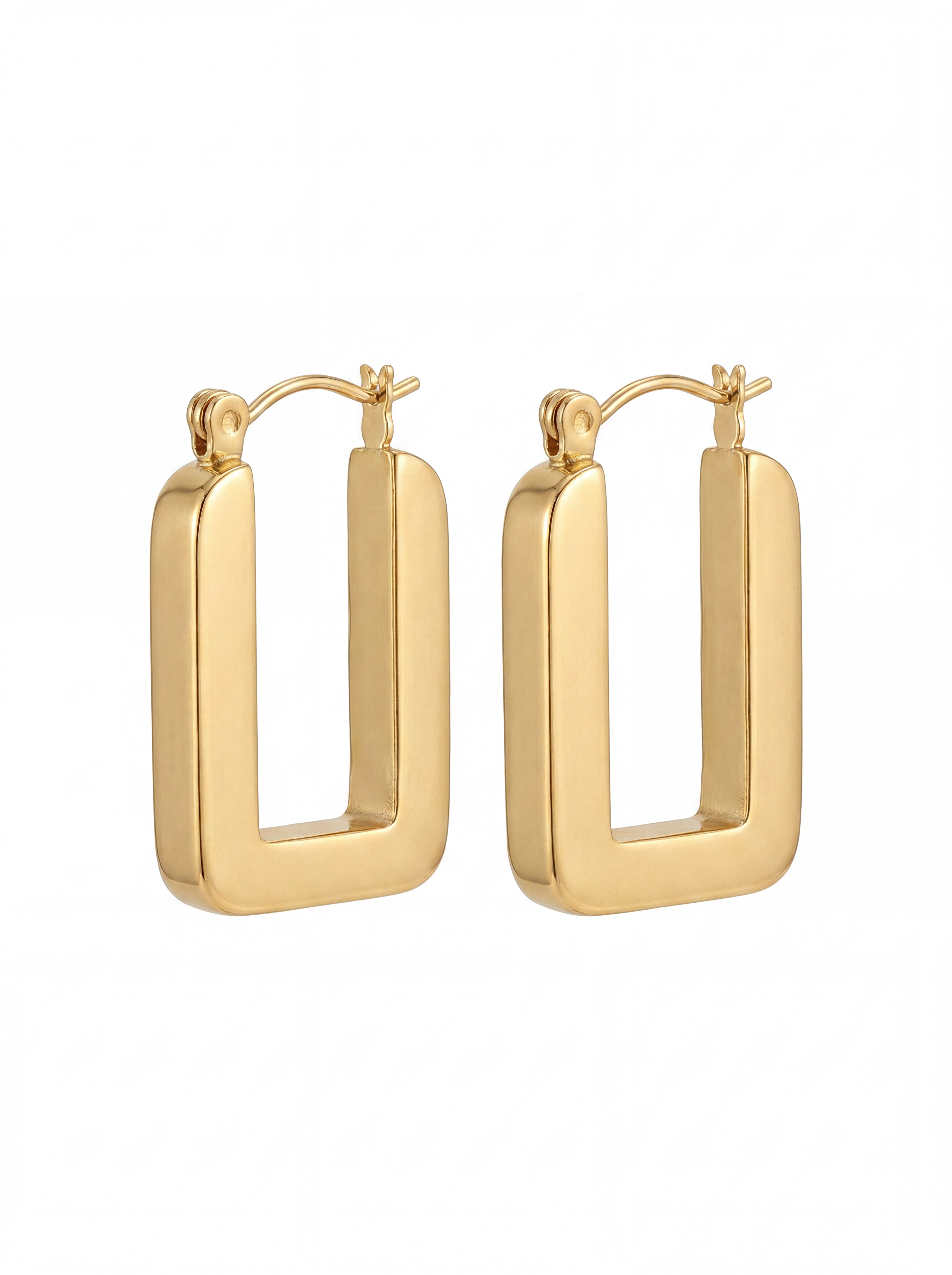 Rectangular Polished Hoop Earrings