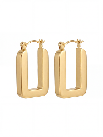 Rectangular Polished Hoop Earrings