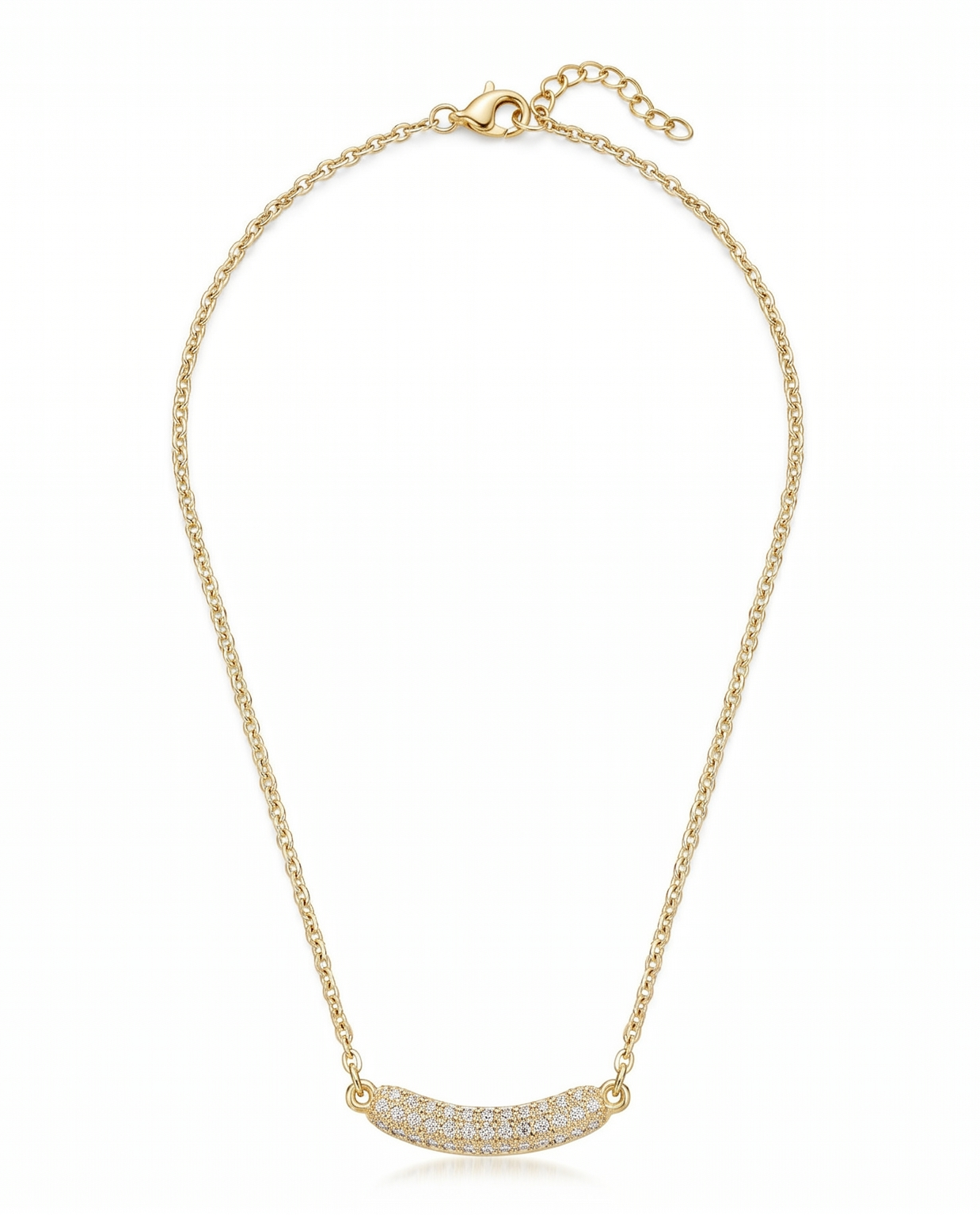 Textured Curved Bar Gold Chain Necklace