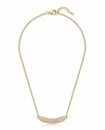 Textured Curved Bar Gold Chain Necklace