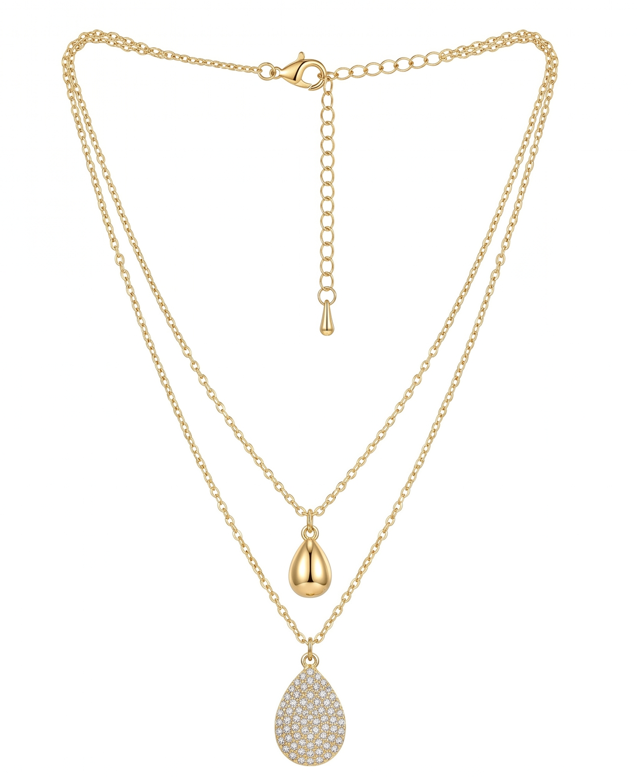Dual Layer Teardrop Medallion Gold Necklace