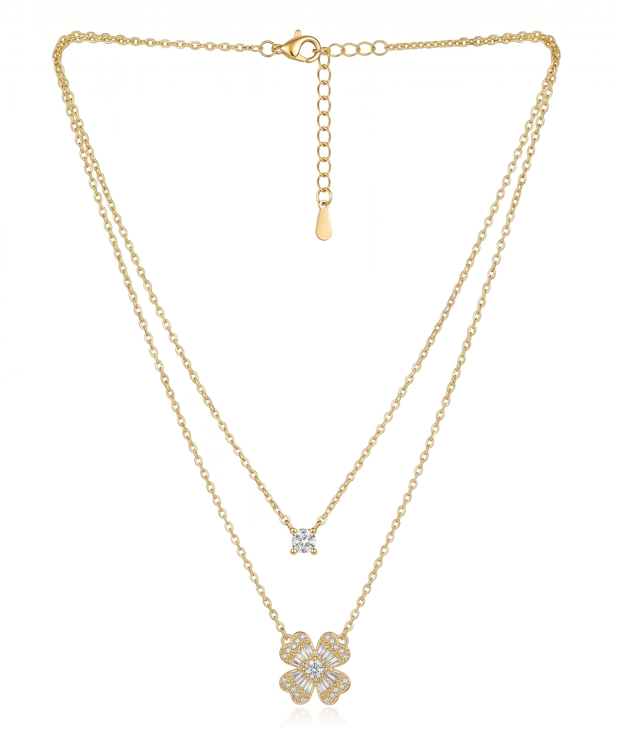 Floral Motif Double Strand Pendant Necklace