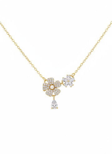 Floral Bloom Drop Accent Necklace