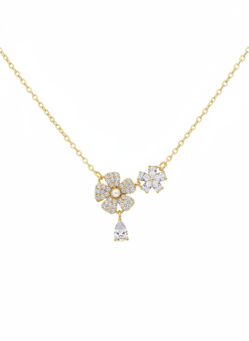 Floral Bloom Drop Accent Necklace