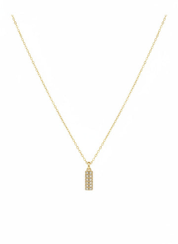 Slim Pavé Bar Gold Pendant Necklace