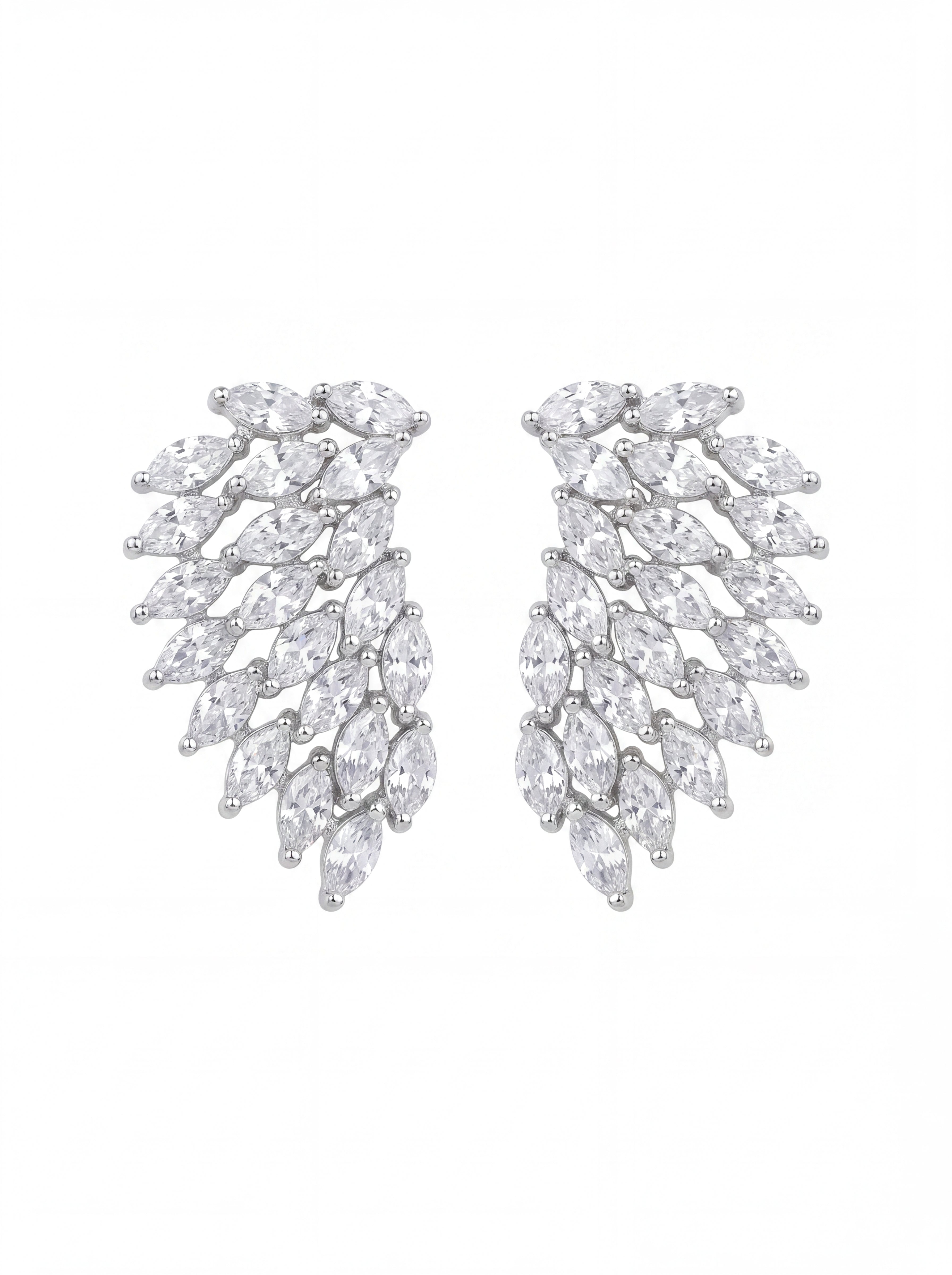 Marquise Crystal Feather Statement Earrings