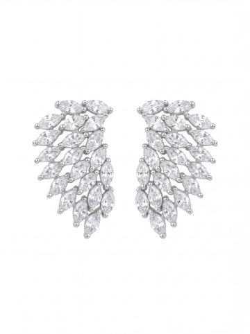 Marquise Crystal Feather Statement Earrings