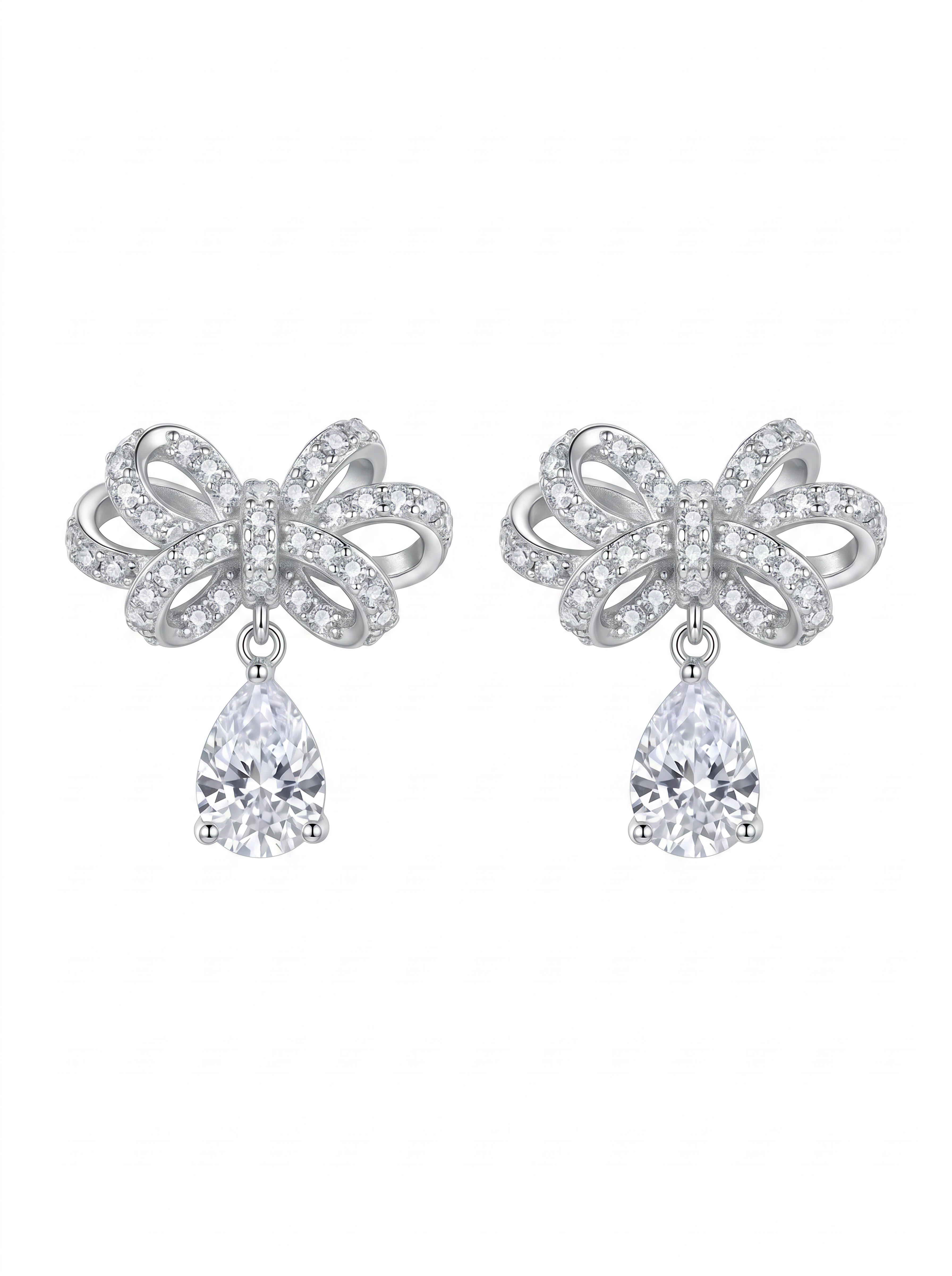 Floral Crystal Drop Stud Earrings