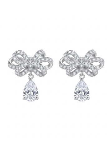 Floral Crystal Drop Stud Earrings