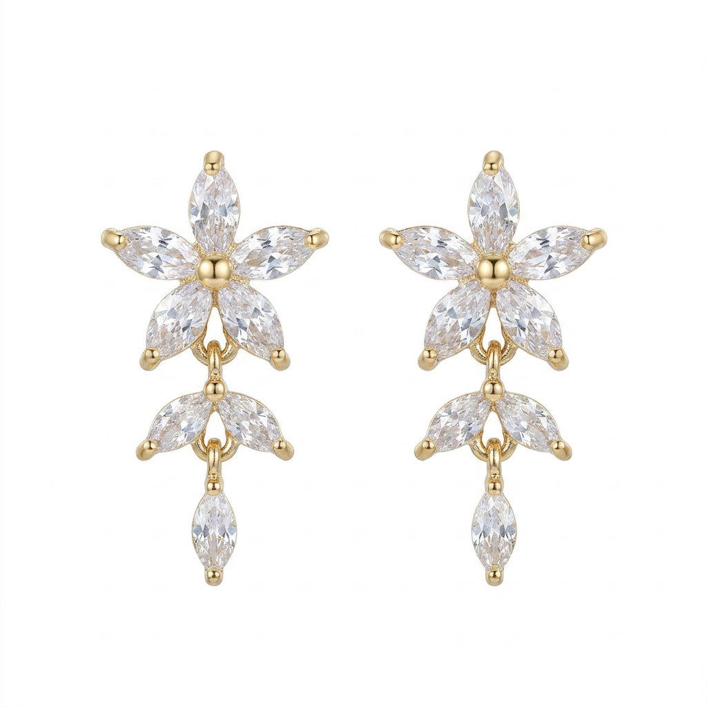 Golden Floral Vine Drop Earrings