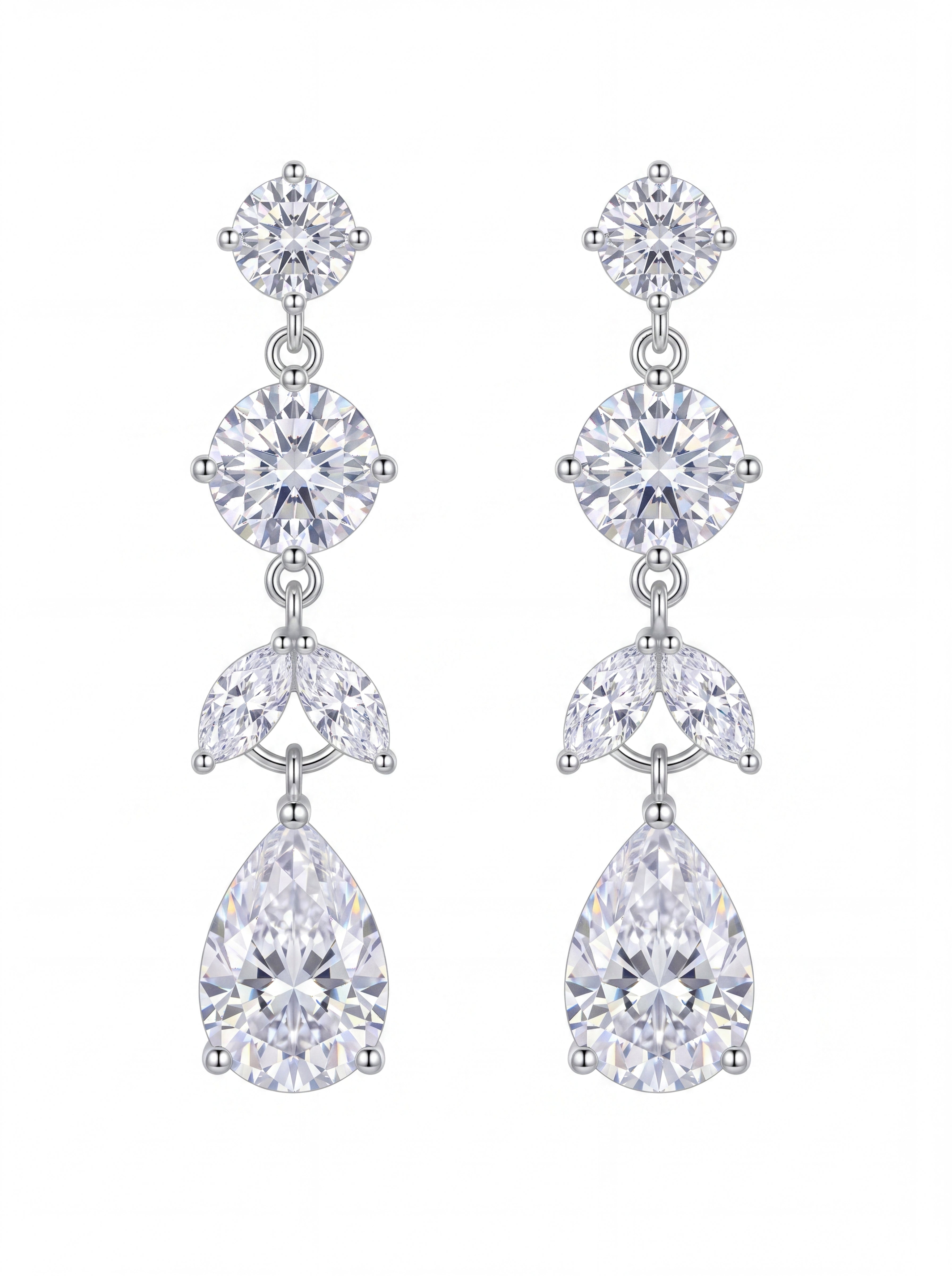 Triple Halo Teardrop Crystal Earrings