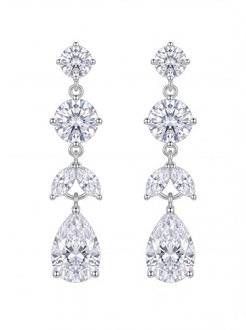 Triple Halo Teardrop Crystal Earrings