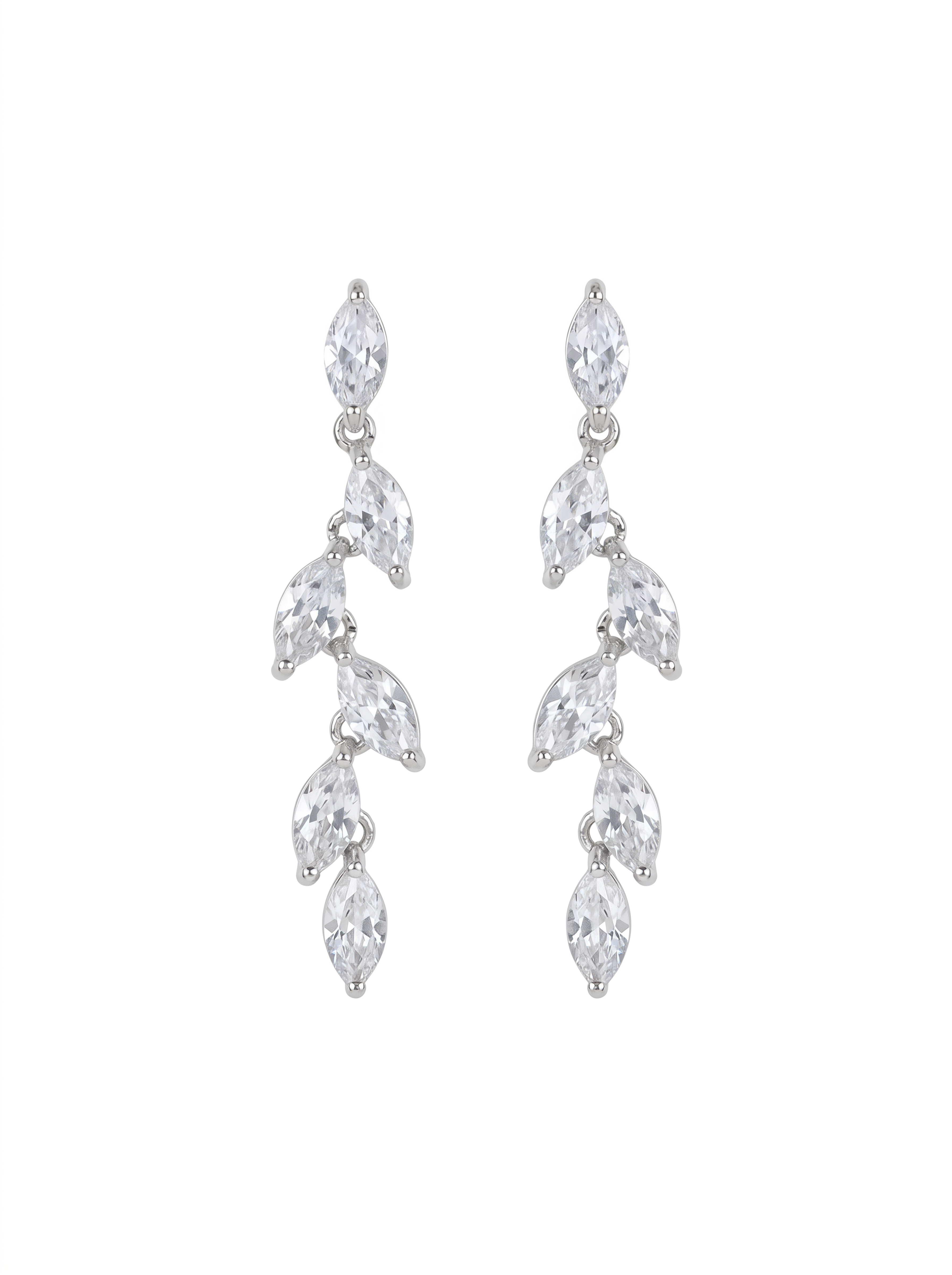 Leaf Cascade Linear Crystal Earrings