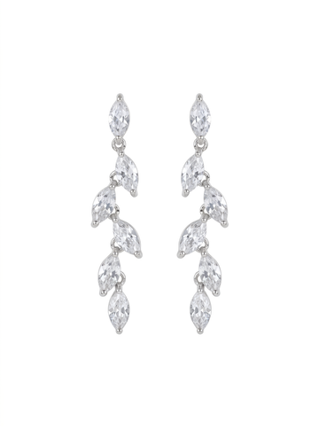 Leaf Cascade Linear Crystal Earrings