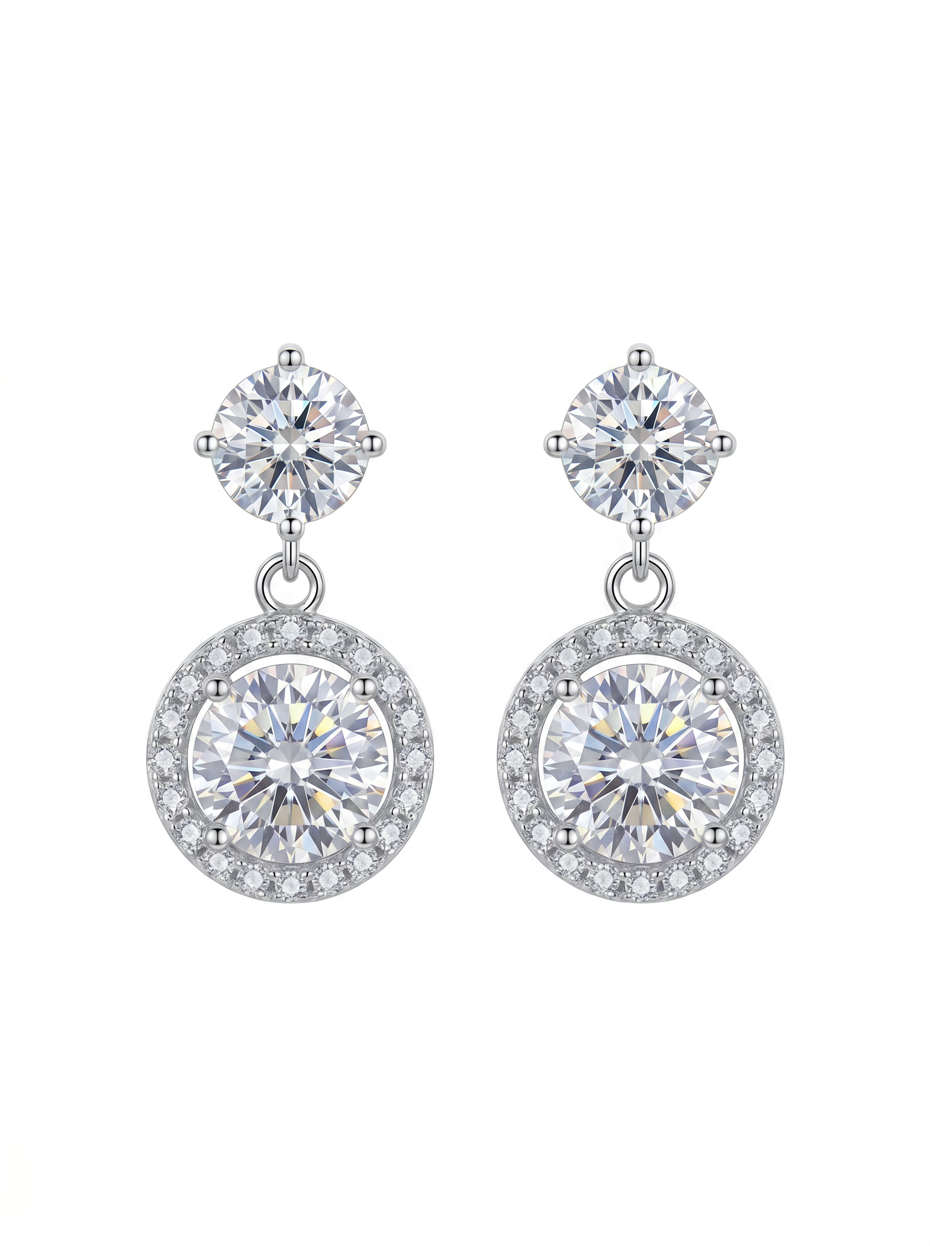Brilliant Halo Circle Drop Crystal Earrings