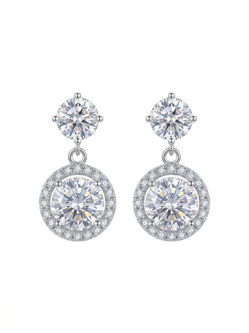 Brilliant Halo Circle Drop Crystal Earrings