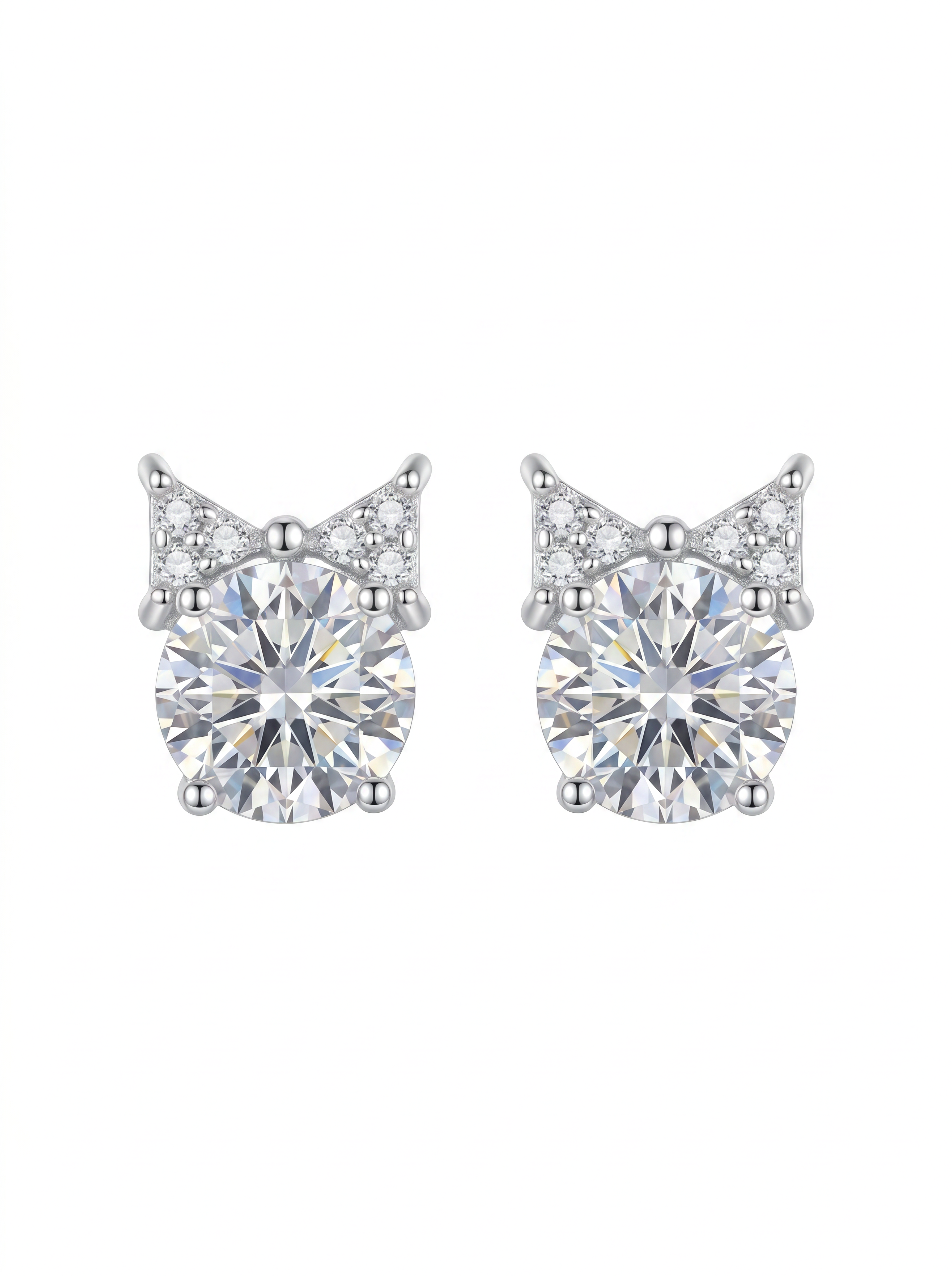 Radiant Cat Silhouette Crystal Stud Earrings
