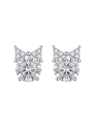 Radiant Cat Silhouette Crystal Stud Earrings