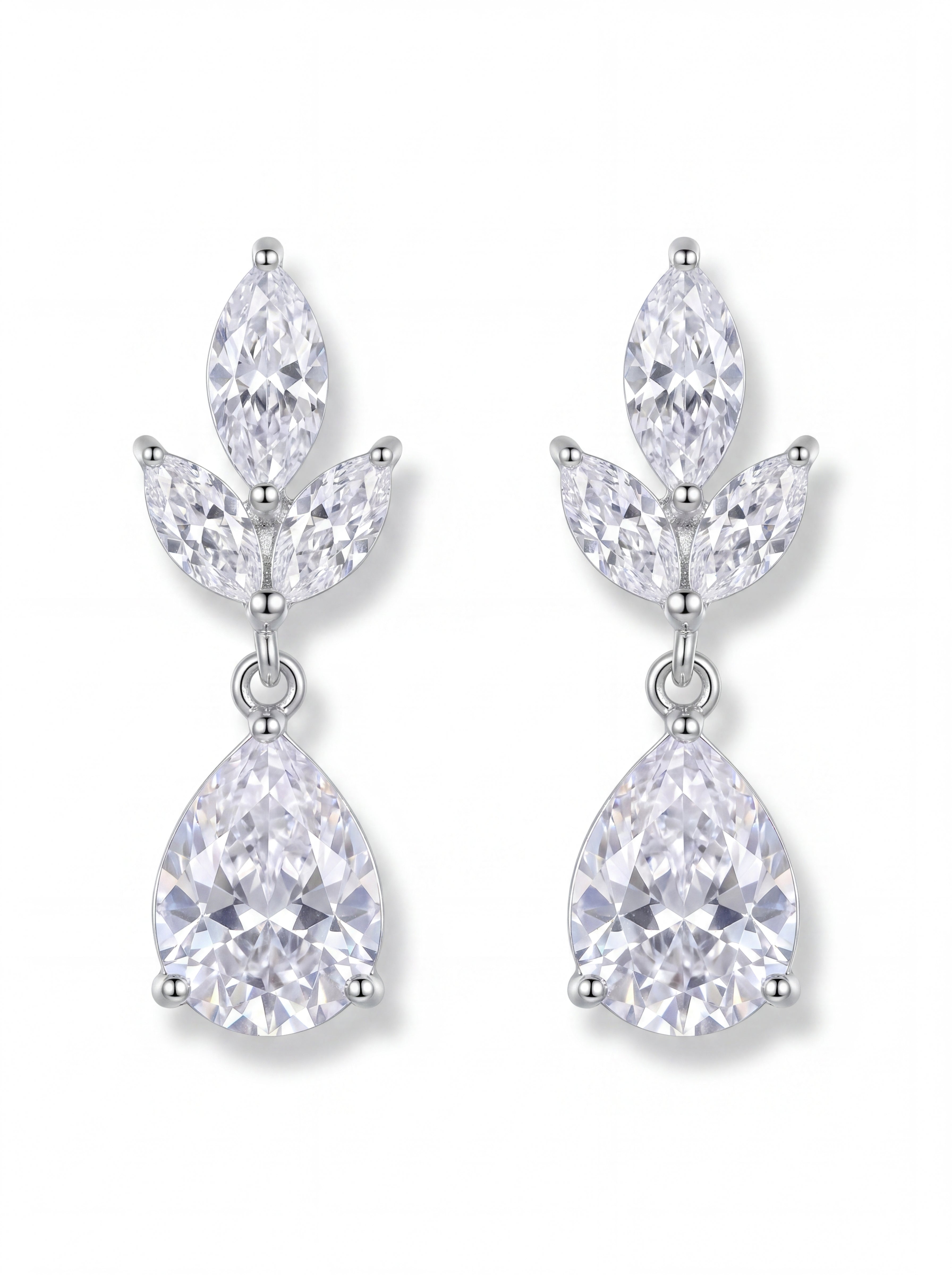 Marquise Leaf and Pear Drop Statement Earrings