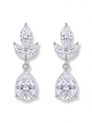 Marquise Leaf and Pear Drop Statement Earrings