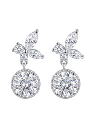 Botanical Crystal Disc Drop Earrings