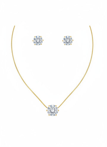 Coordinated Crystal Necklace and Stud Set