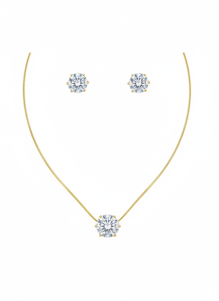 Coordinated Crystal Necklace and Stud Set