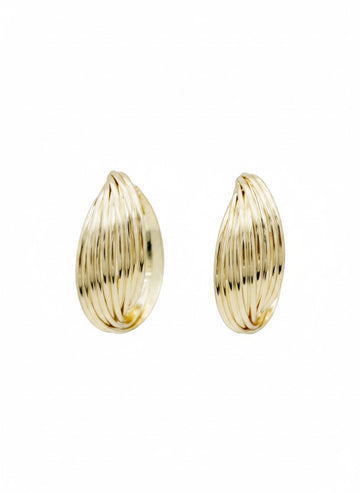 Textured Oval Gold Dome Earrings