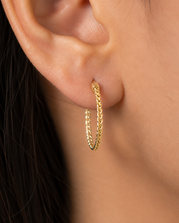 Twisted Textured Light Gold Hoop Earrings