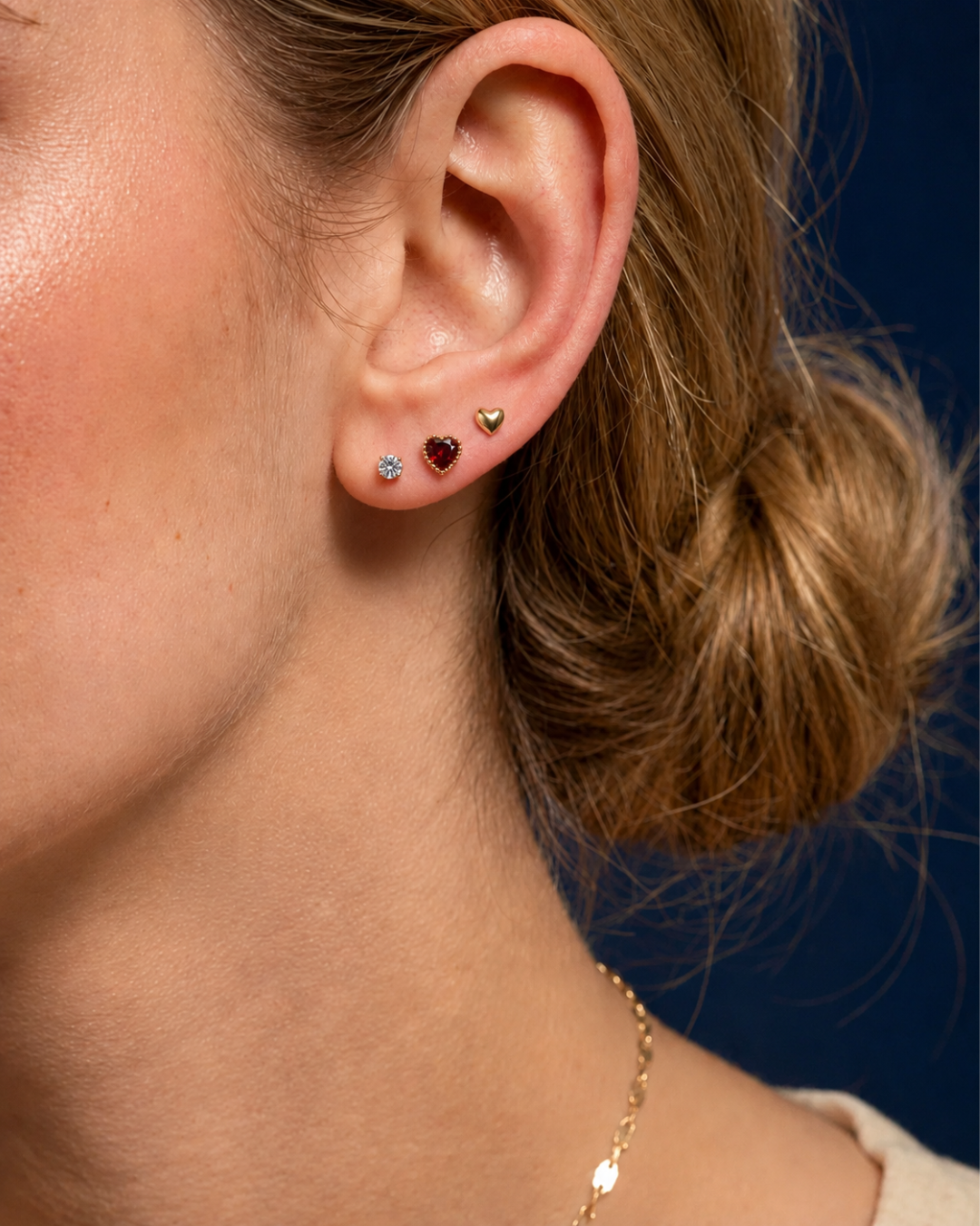 Romantic Heart Stud Trio Earring