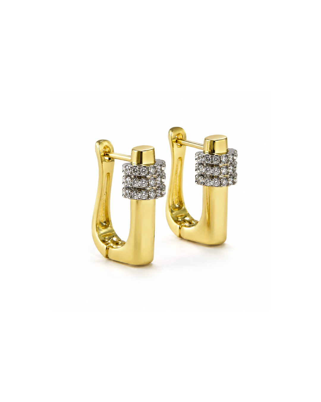 Contemporary Crystal Barrel Hoop Light Gold Earrings