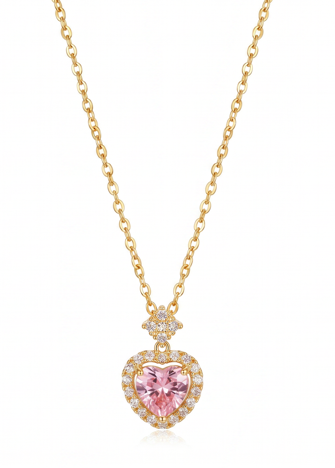 Radiant Pink Heart Pendant Necklace