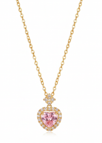 Radiant Pink Heart Pendant Necklace