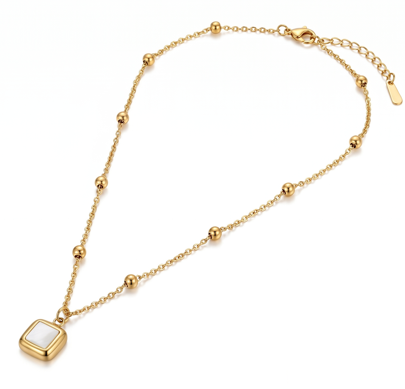 Minimal Beaded Lock Pendant Necklace
