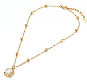 Minimal Beaded Lock Pendant Necklace