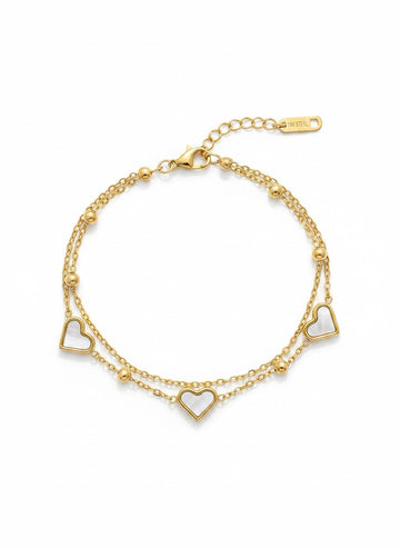 Layered Black Heart Accent Gold Bracelet