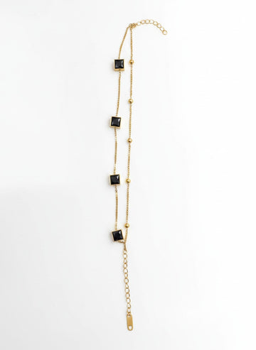 Black Stone Station Bracelet