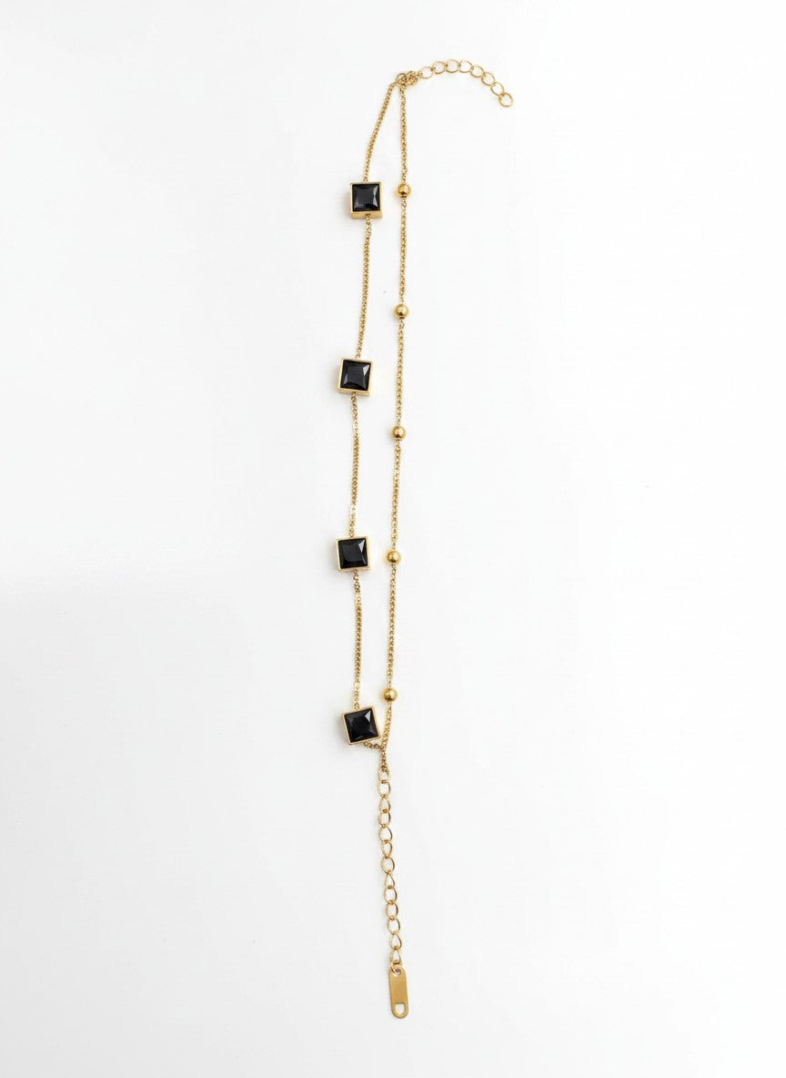 Black Stone Station Bracelet