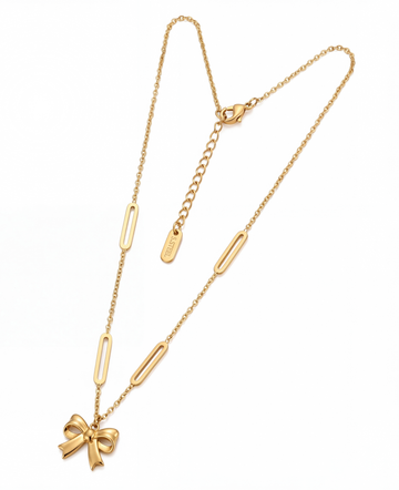 Bow Accent Layered Drop Necklace