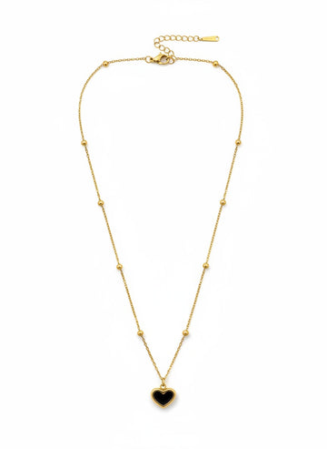 Open Heart Beaded Gold Pendant Necklace