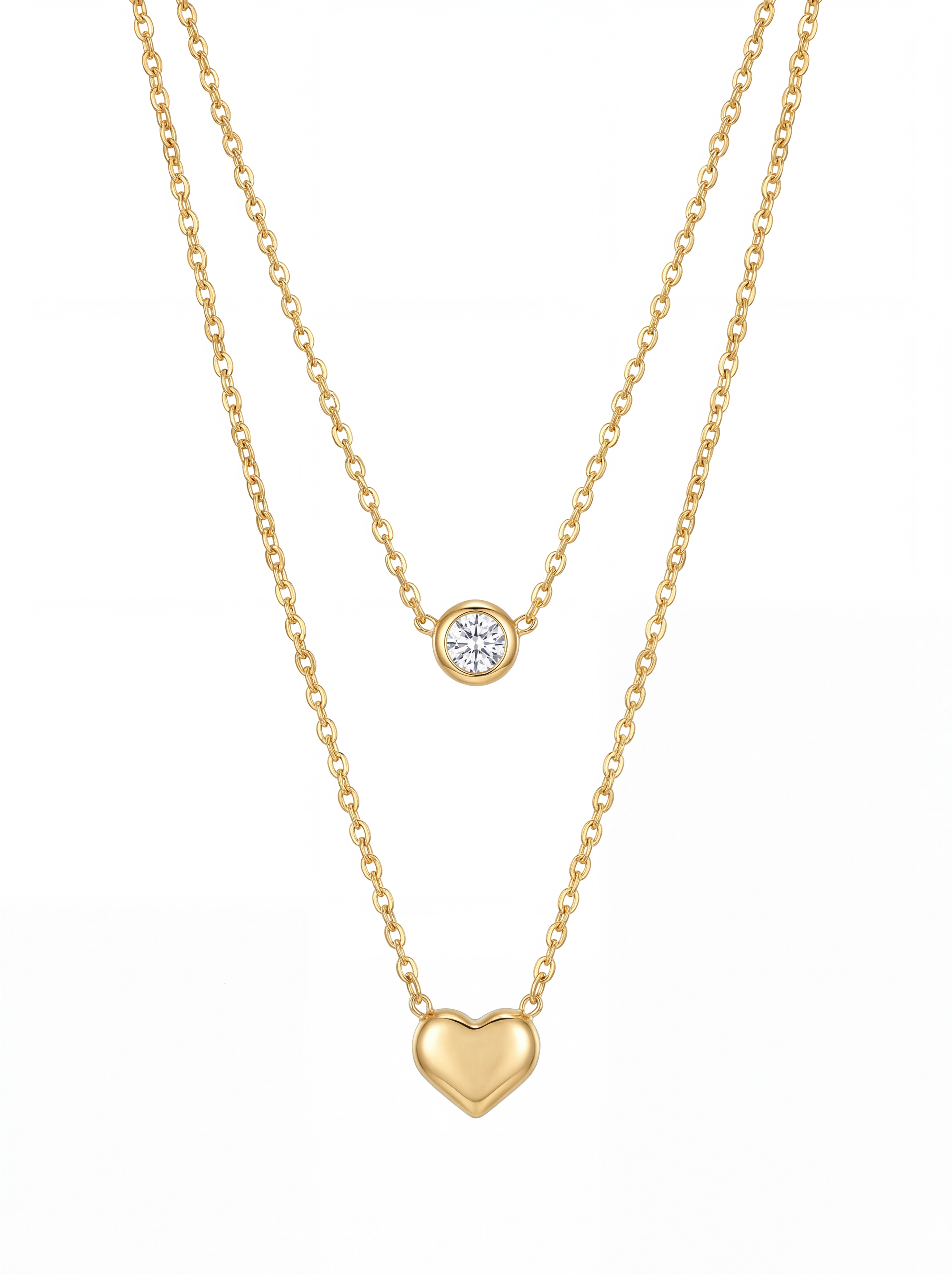 Dual Layer Heart Crystal Necklace